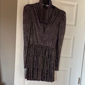 Sabina Musayev Purple Sheath Dress with Bishop Sleeves